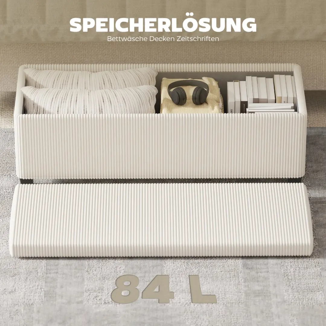 Homcom Sitzbank met Stauraum - 112x42x40cm - Beige