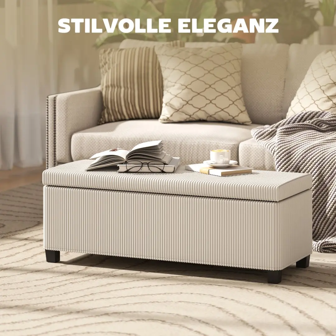 Homcom Sitzbank met Stauraum - 112x42x40cm - Beige
