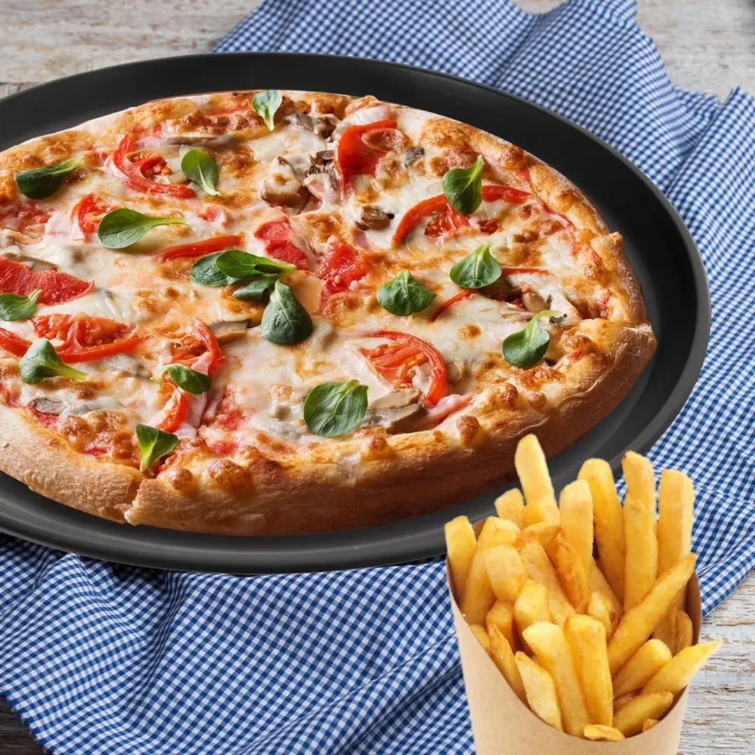 Orion Pizzaplaat Geperforeerd 32cm - Zwart
