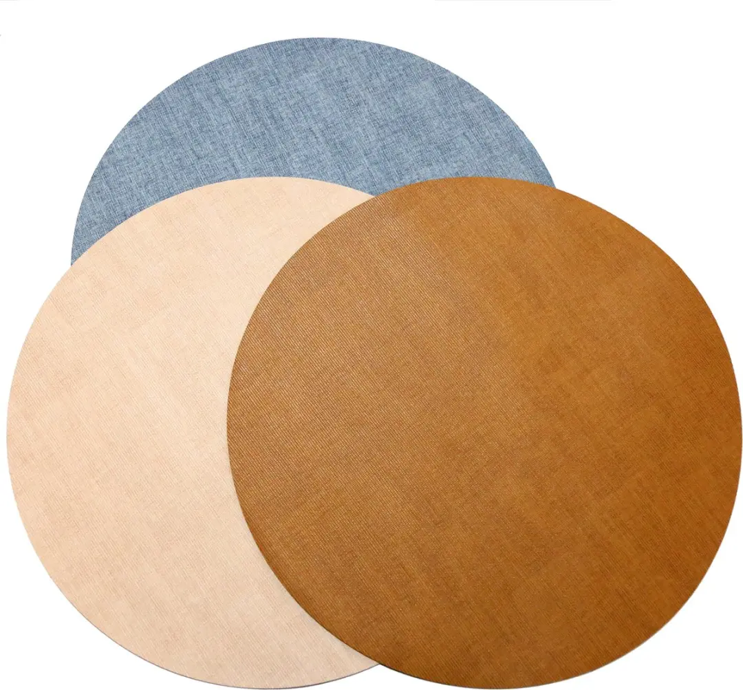 Kade 171 Lederlook Placemats Rond 38cm - 6 Stuks - Roze/Grijs