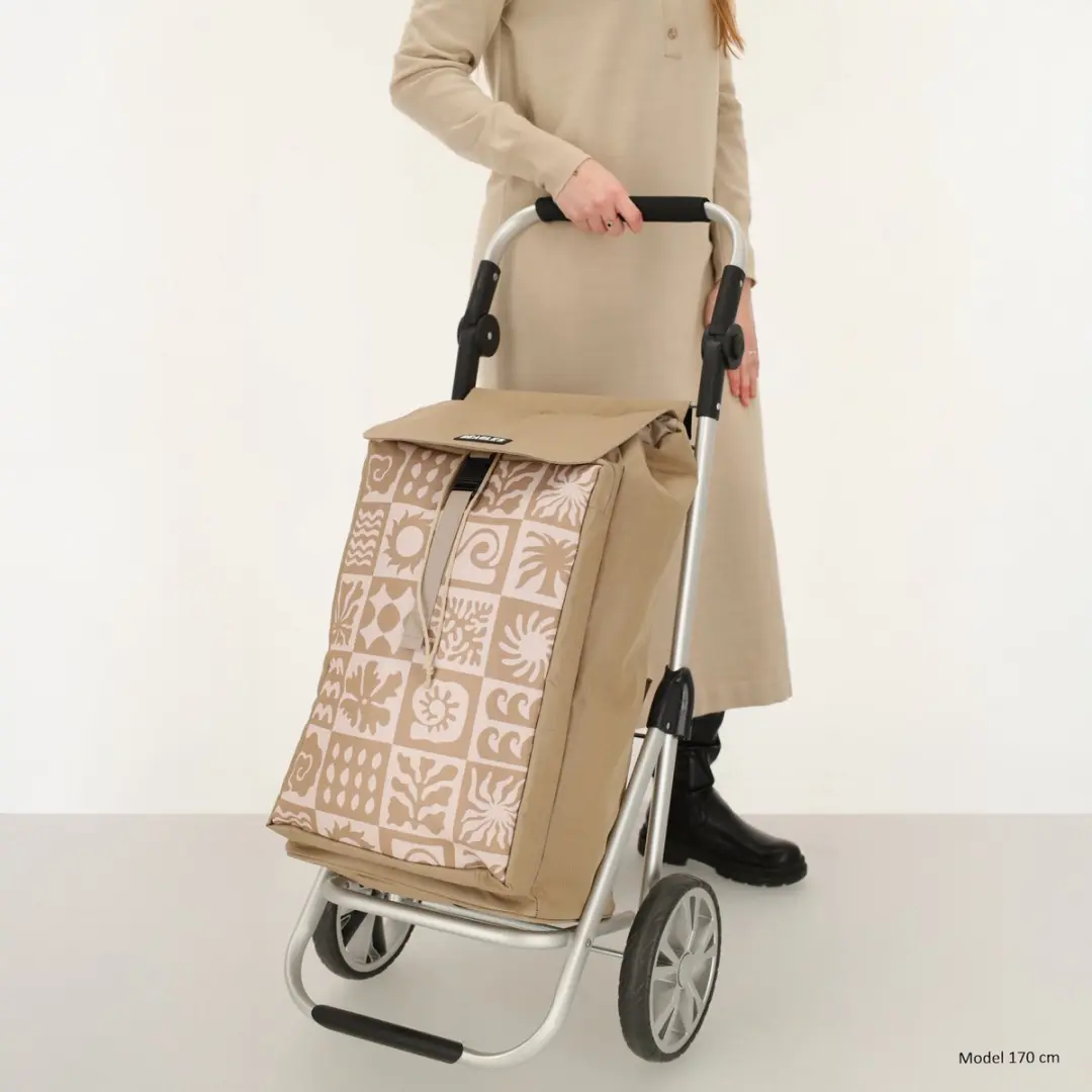 Beagles Alberic Boodschappen Trolley 41.5L - Taupe ruit - afbeelding 6 van 6