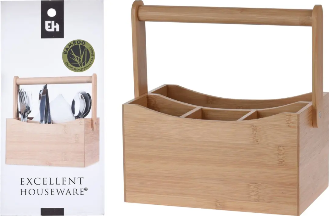 Excellent Houseware Keukenorganizer Bamboe 20x14x24cm - Lichtbruin