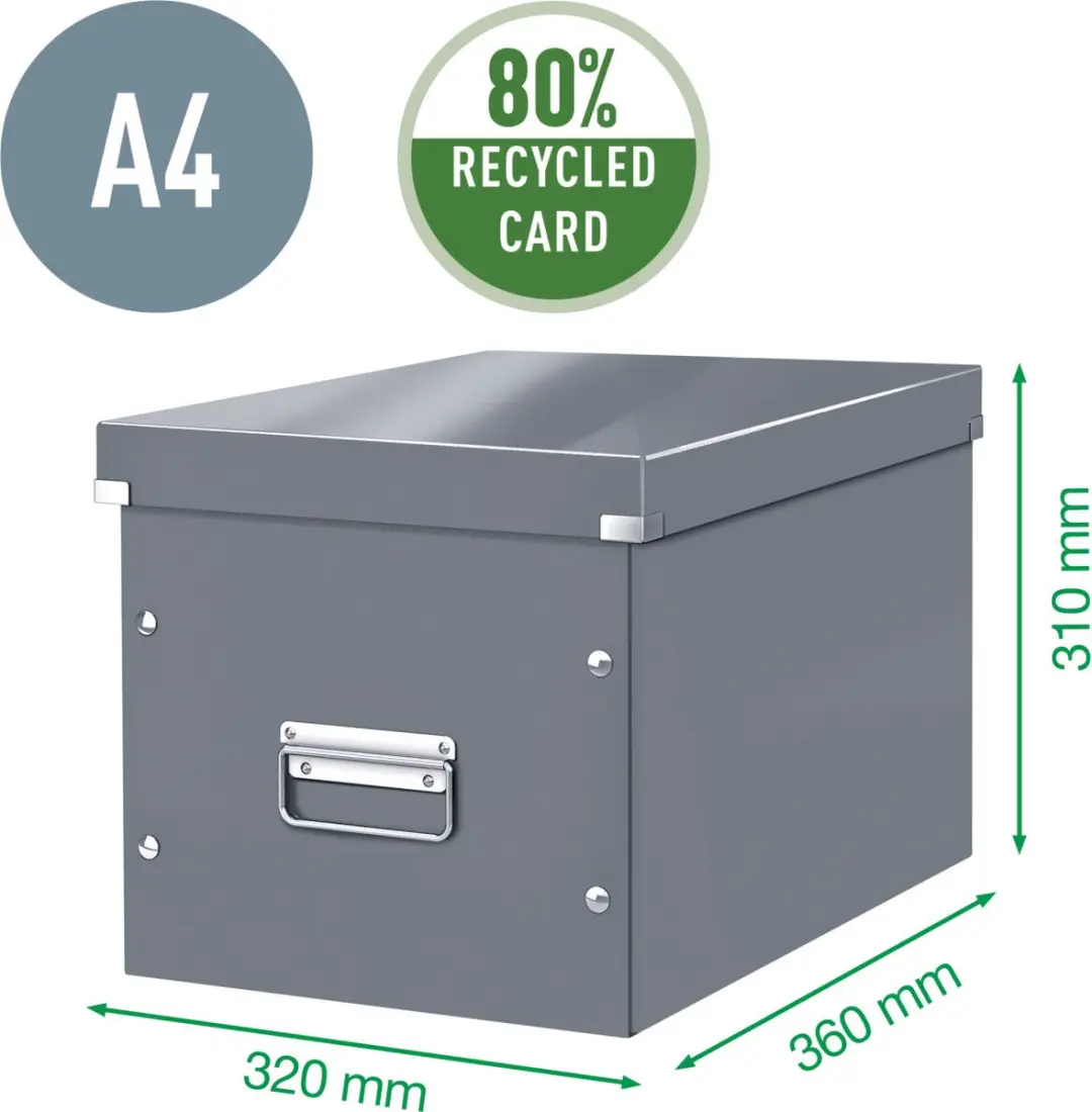 Leitz Wow Click & Store Kubus Grote Opbergdoos 30L - Wit