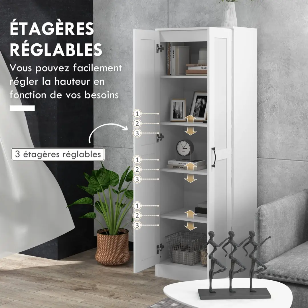 Homcom Keukenkast 60x36,5x175cm Wit