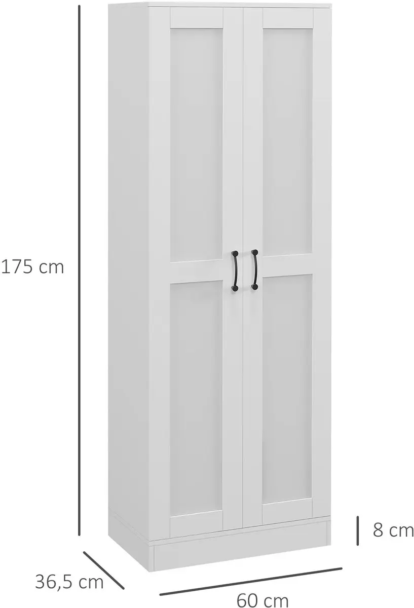Homcom Keukenkast 60x36,5x175cm Wit