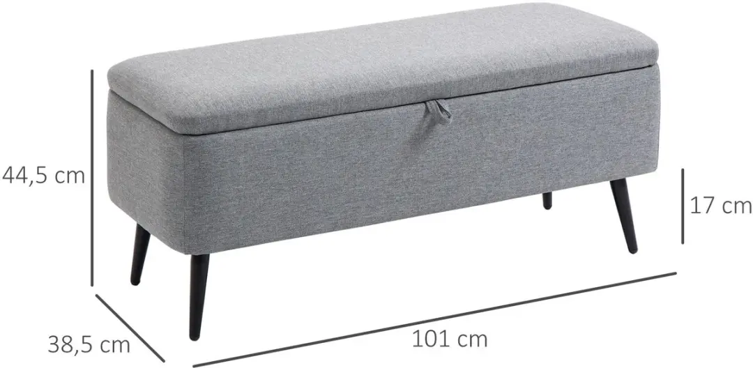 Homcom Opbergbank - 101x38,5x44,5cm - Grijs