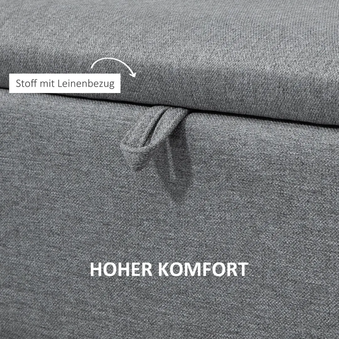 Homcom Opbergbank - 101x38,5x44,5cm - Grijs - afbeelding 6 van 6