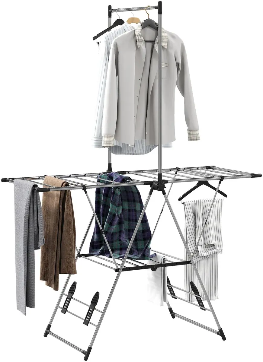 Homcom Wasdroogrek Roestvrij Staal 139x62,5x201cm