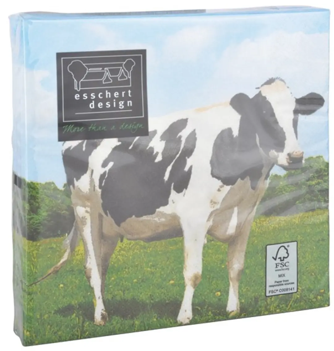 Esschert Design Boerderij Thema Servetten Koe 20 Stuks - 33x33cm