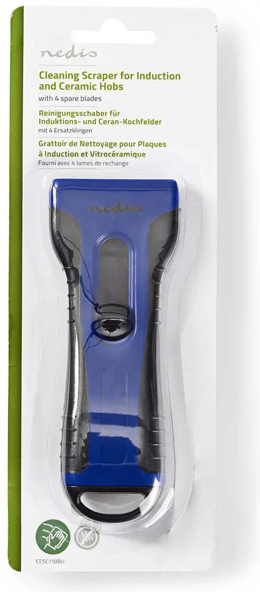 Nedis Kookplaatschraper CESC110BU - Blauw/Zwart - 4x Mesjes