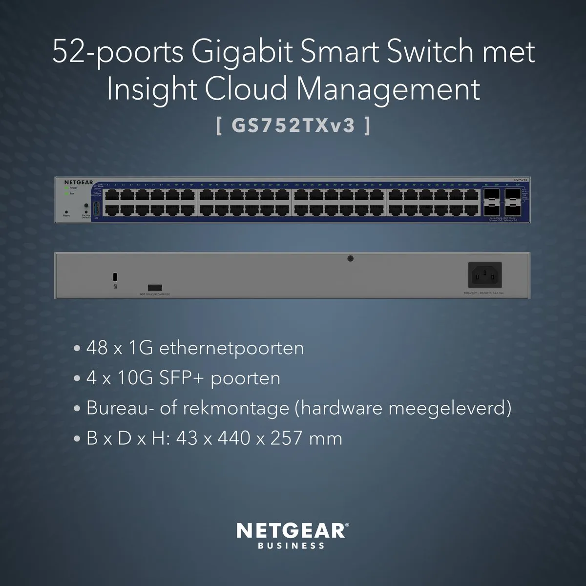 Netgear GS752TX Smart Managed Switch 48x 1Gbps - 4x 10G Uplink