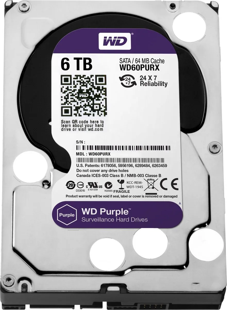 Western Digital Purple WD60PURX Interne Harde Schijf 6TB