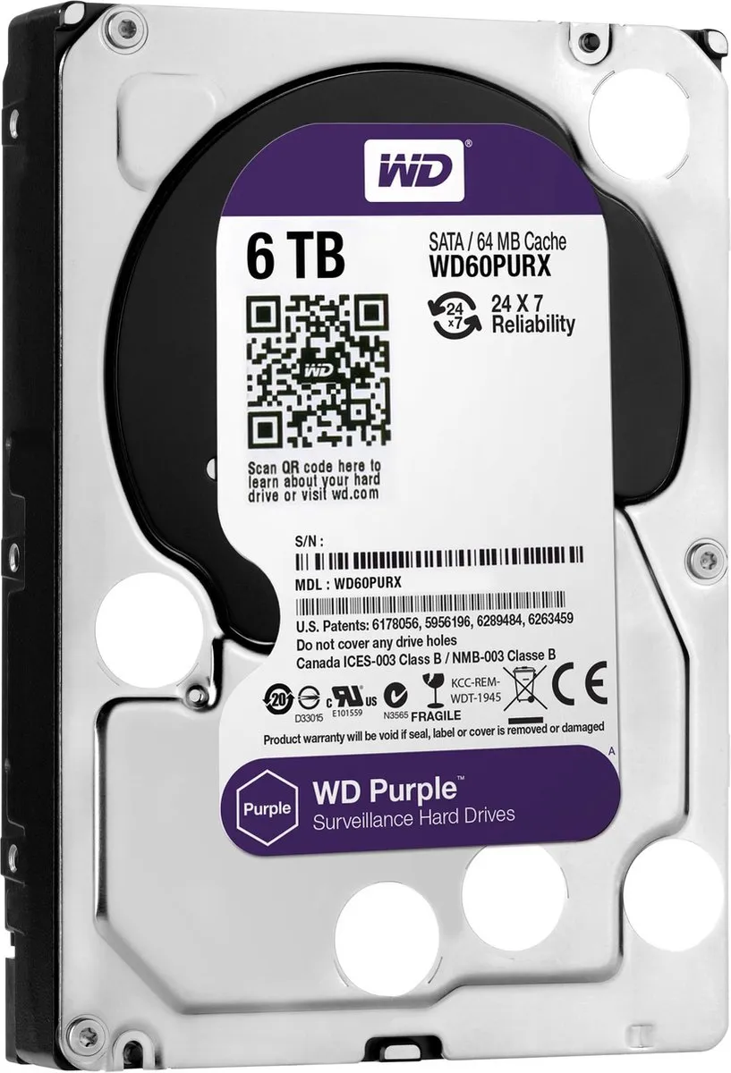 Western Digital Purple WD60PURX Interne Harde Schijf 6TB