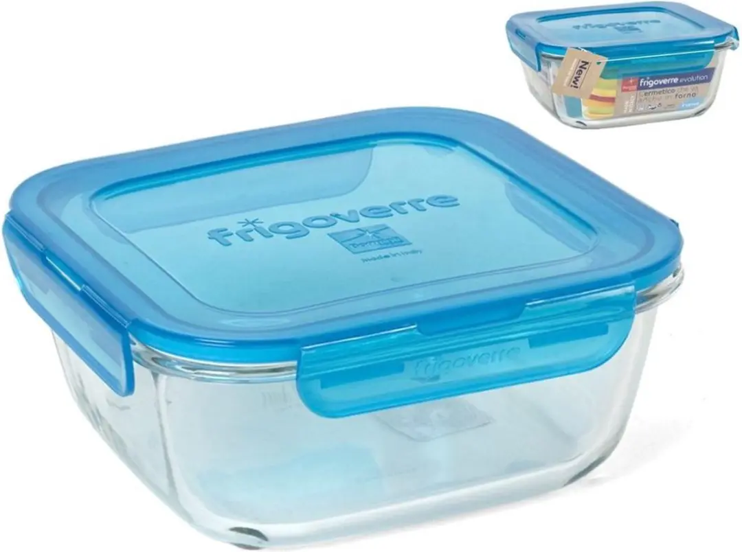 Bormioli Frigoverre Evolution Dek 18x18x8cm - Blauw - 4 Stuks