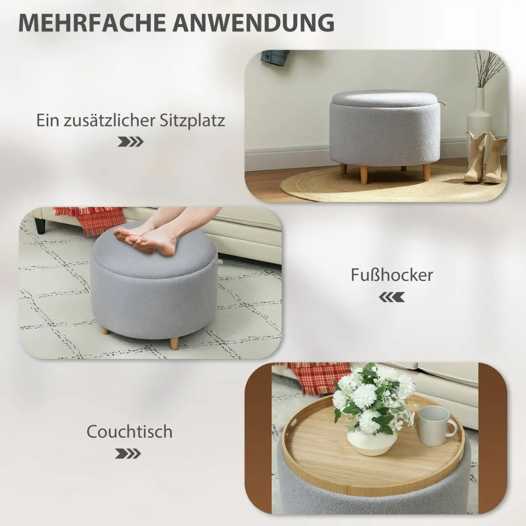 Homcom Sitzhocker - 56x56x42cm - Grijs