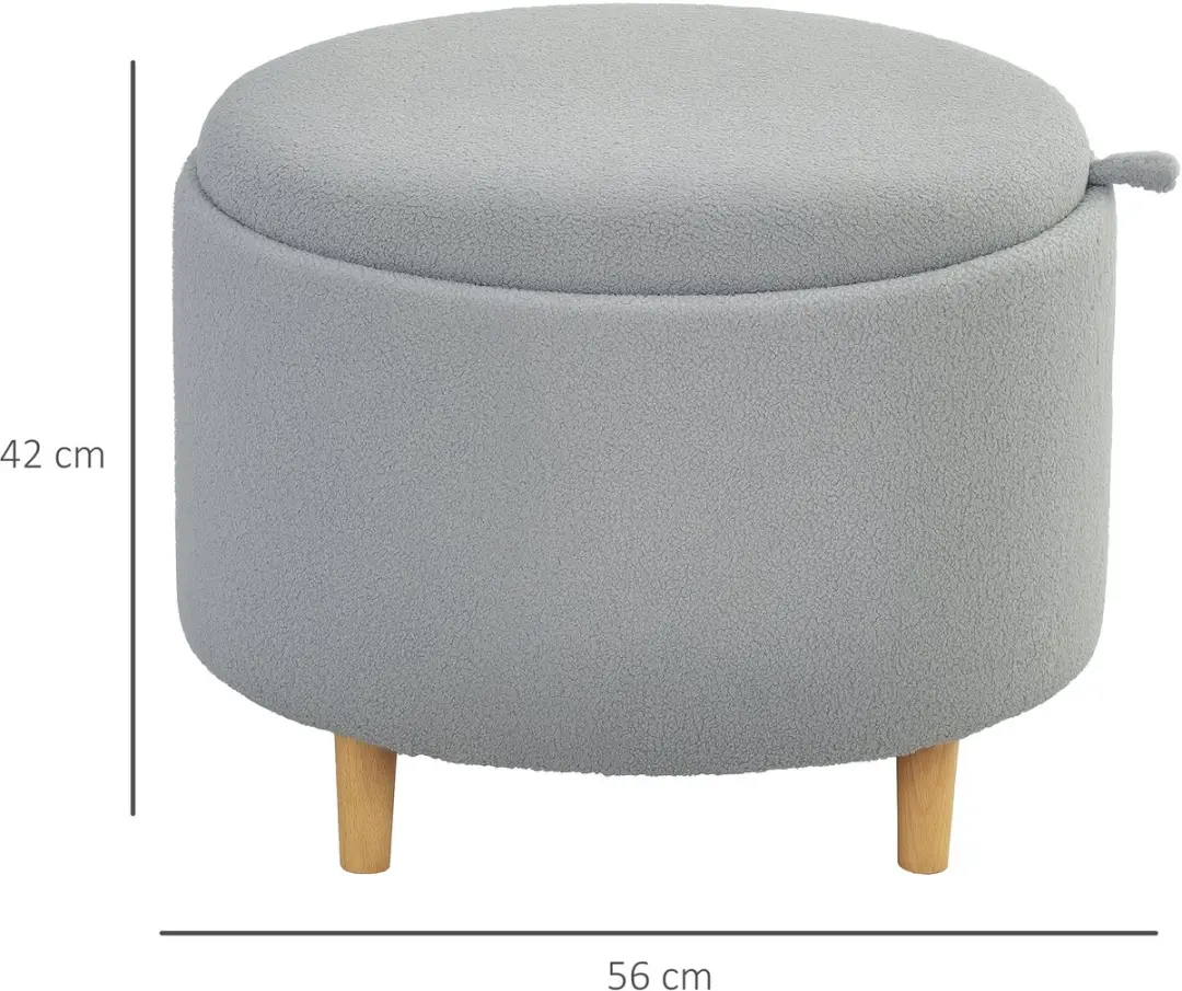 Homcom Sitzhocker - 56x56x42cm - Grijs - afbeelding 6 van 6