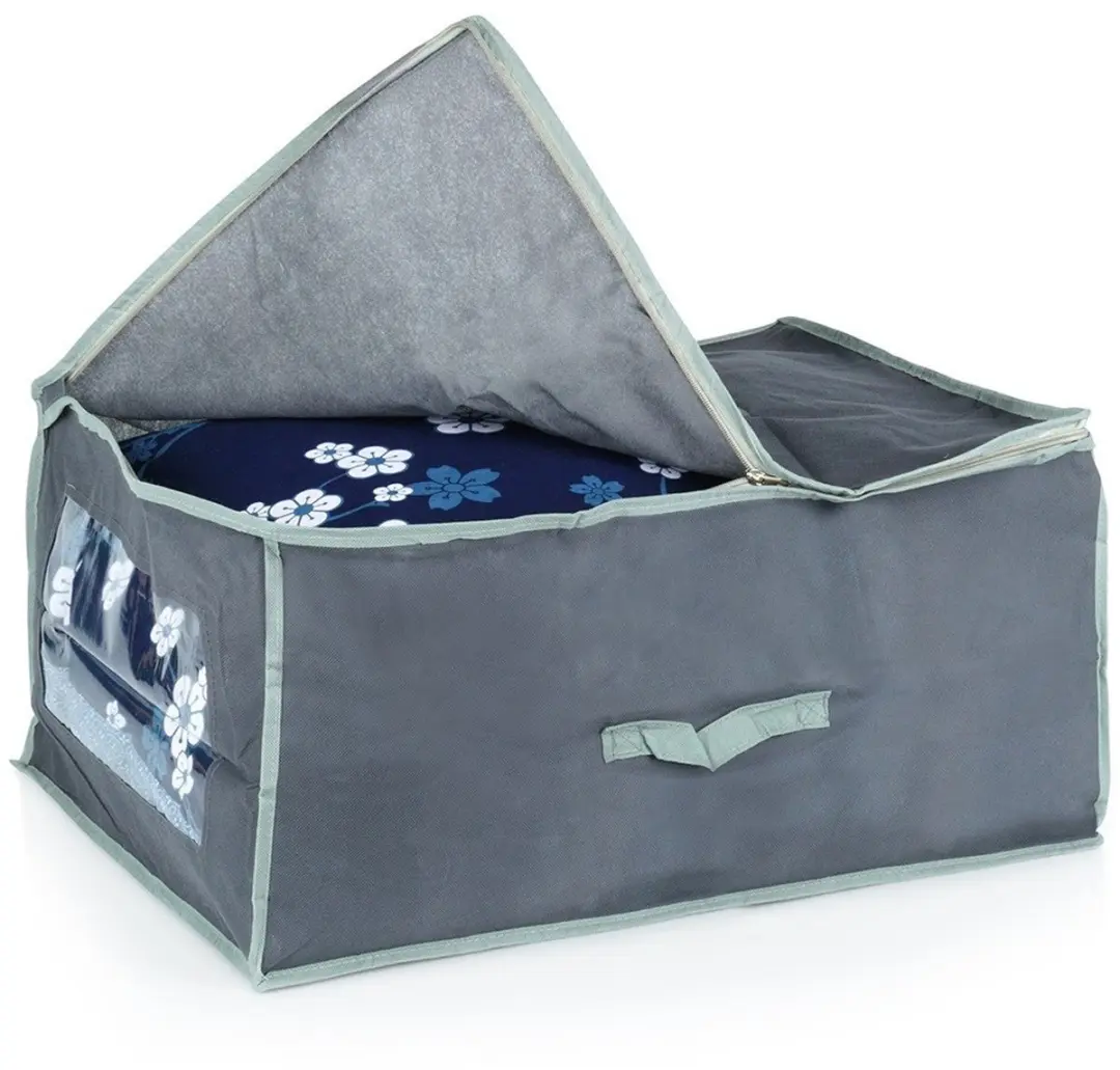 Excellent Houseware Dekbed- en Kussenset Opberghoes Grijs 60x45x30cm