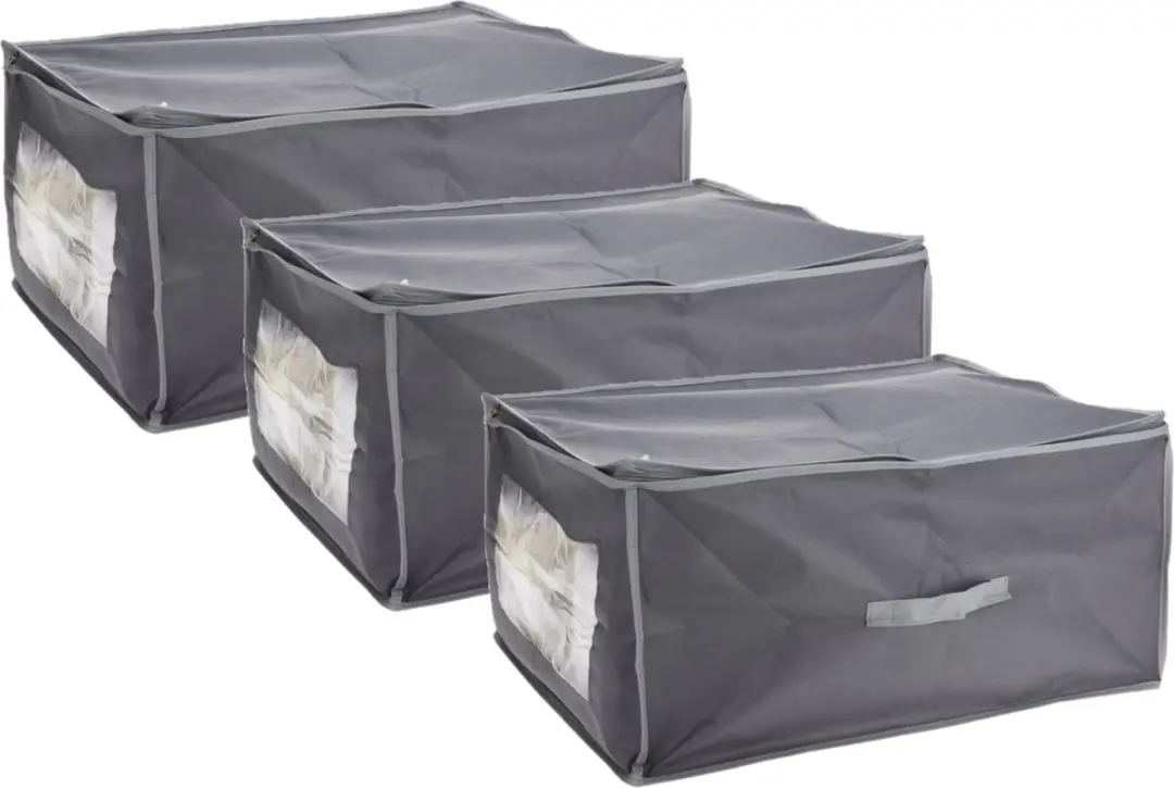 Excellent Houseware Dekbed- en Kussenset Opberghoes Grijs 60x45x30cm