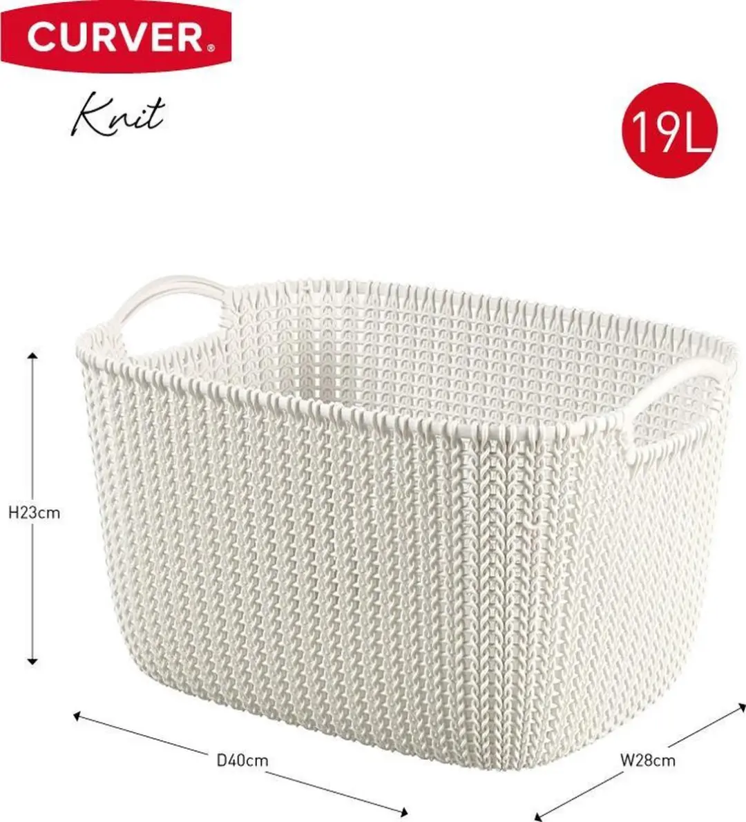 Curver Knit Opbergmand L - 19L - Wit