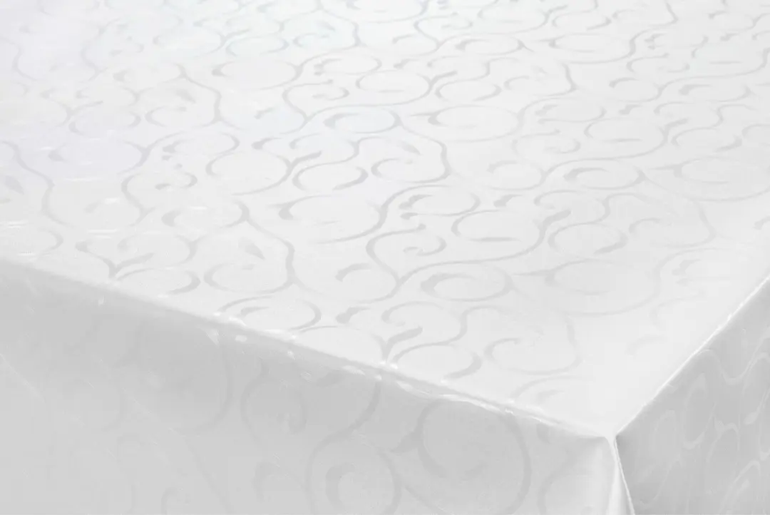 Bellatio Design Tafelkleed Damast Wit Krullenprint 140x300cm