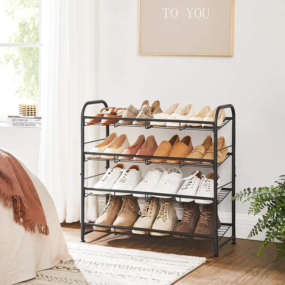 Songmics Schoenenrek 4-laags - 16 paar - Staal - 68,5x27,5x65cm - Zwart
