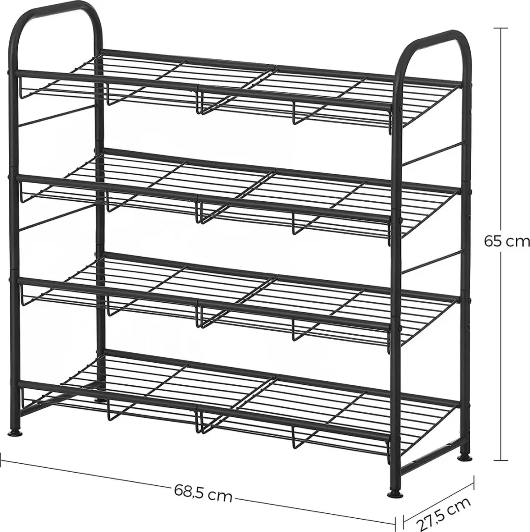 Songmics Schoenenrek 4-laags - 16 paar - Staal - 68,5x27,5x65cm - Zwart - afbeelding 6 van 6