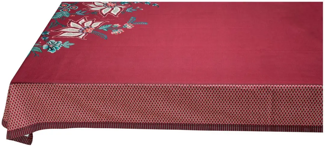 Pip Studio Flower Festival Tafelkleed Donkerroze - 150x250cm