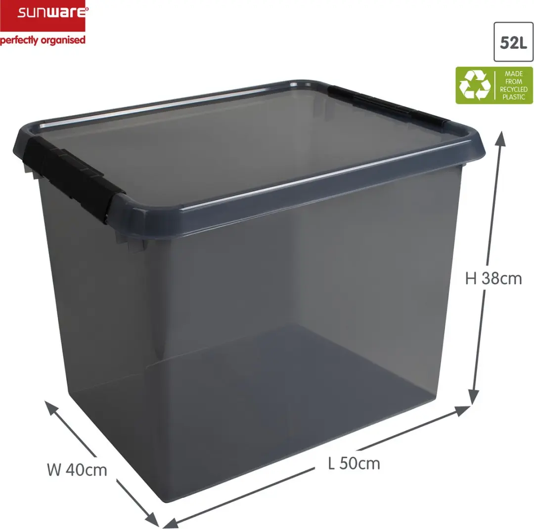 Sunware Comfort Line Opbergbox 52L - 50x40x38cm - Grijs/Transparant