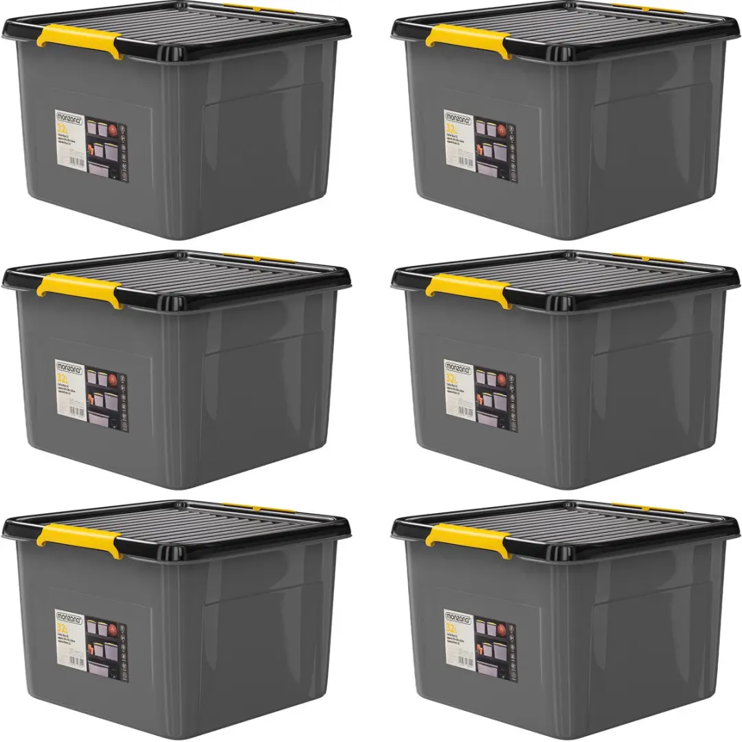 Monzana Opbergbox 32L Antraciet - Set van 6