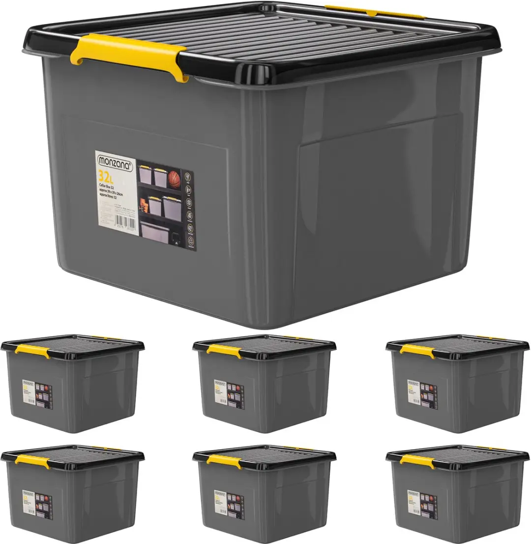 Monzana Opbergbox 32L Antraciet - Set van 6