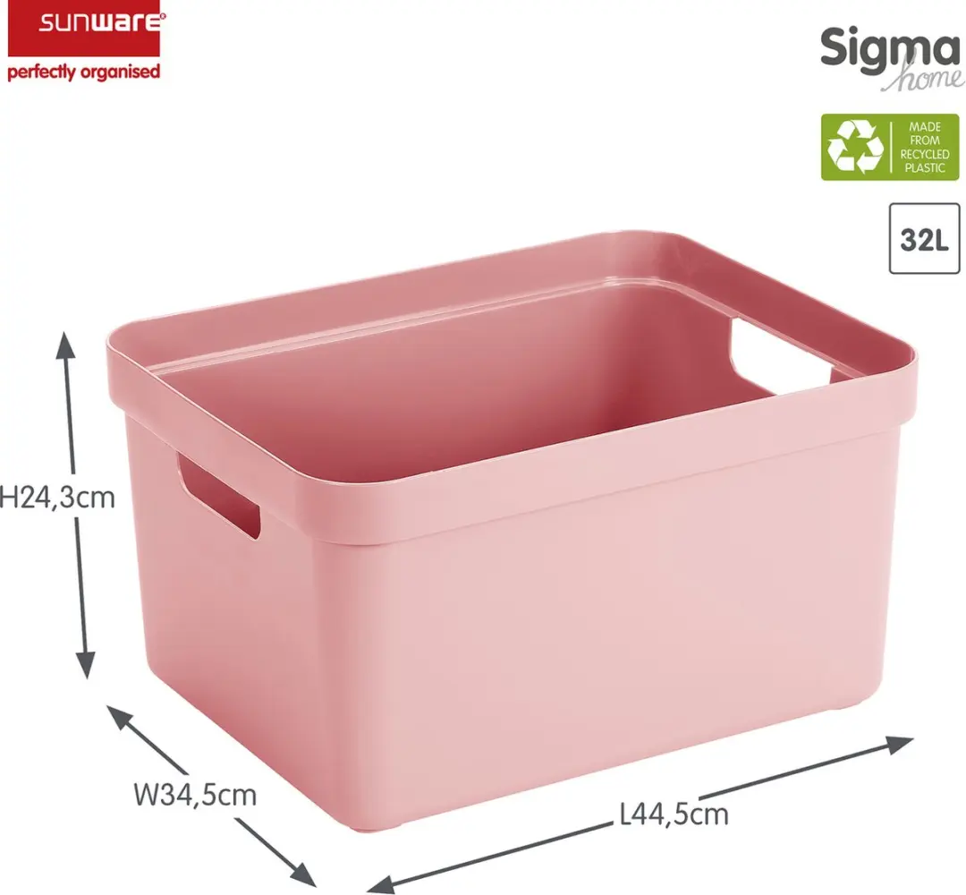 Sunware Sigma Home Opbergbox 32L - Set van 2 - Roze/Transparant - afbeelding 2 van 4