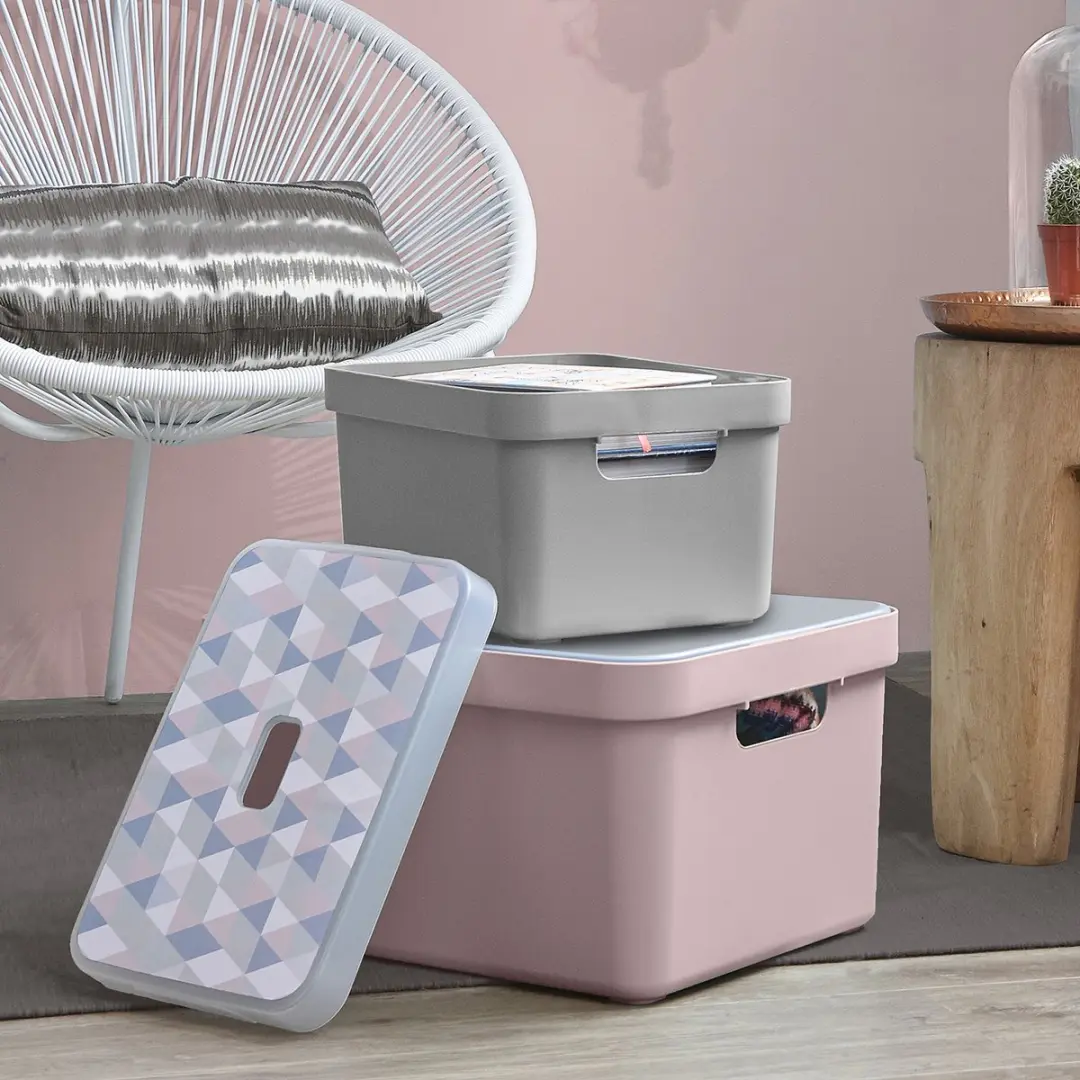 Sunware Sigma Home Opbergbox 32L - Set van 2 - Roze/Transparant - afbeelding 3 van 4
