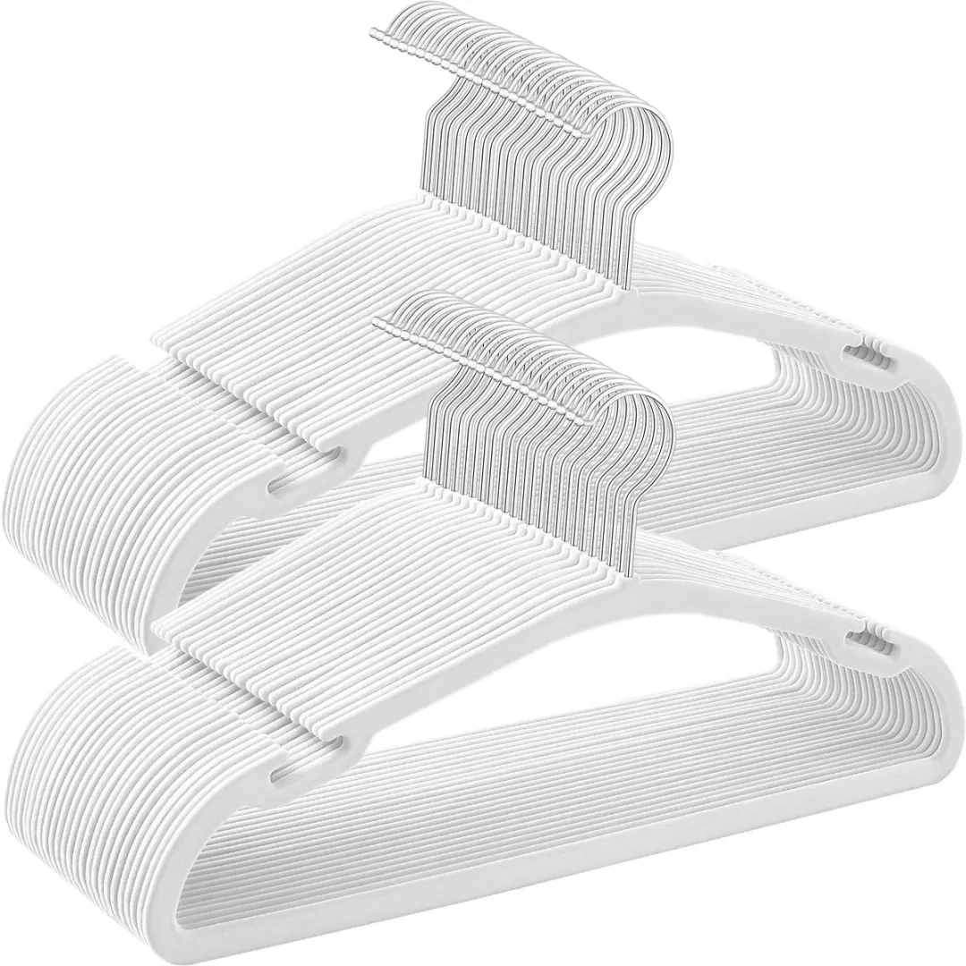 Songmics Kledinghangers Fluwelen Set 50 Stuks - Wolkenwit - afbeelding 3 van 6