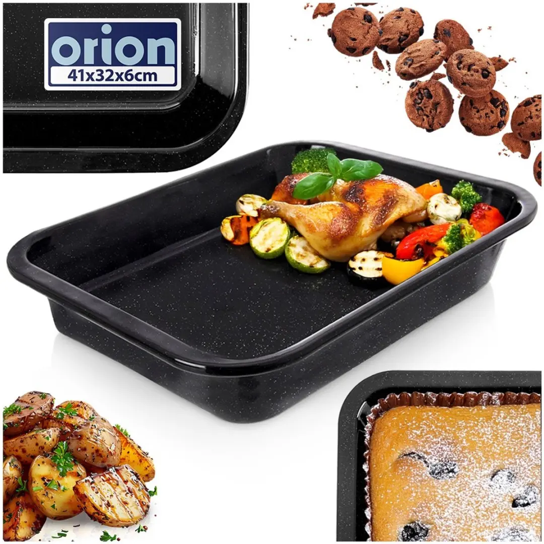 Orion Geëmailleerde Bakplaat Diep 41x32x6cm - Zwart