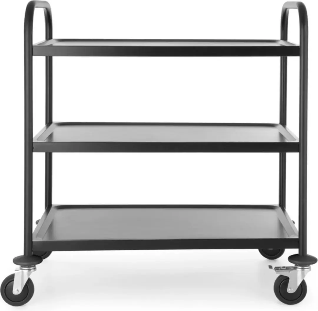 HENDI 811320 Serveerwagen - 3 Bladen - 905x585x945mm - Mat Zwart - afbeelding 6 van 6