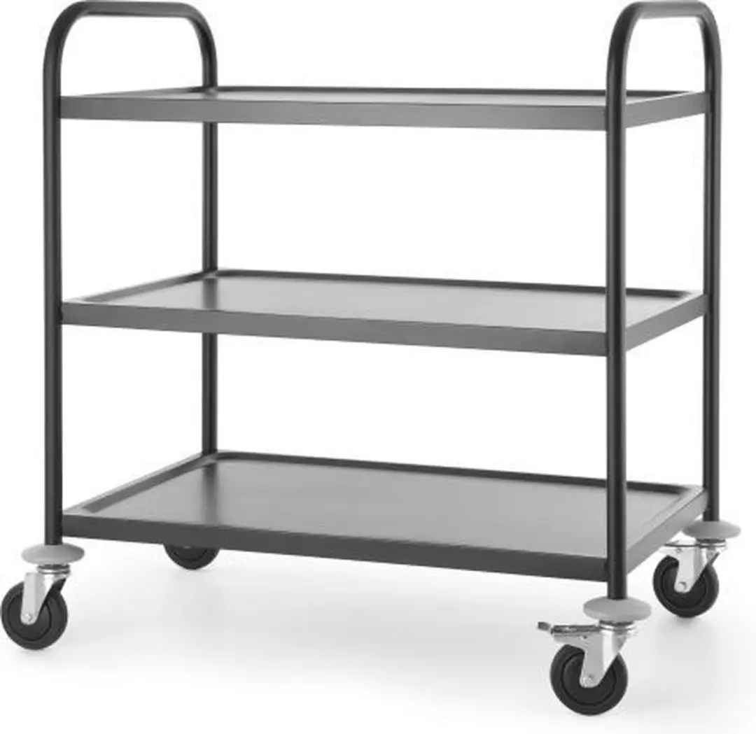 HENDI 811320 Serveerwagen - 3 Bladen - 905x585x945mm - Mat Zwart