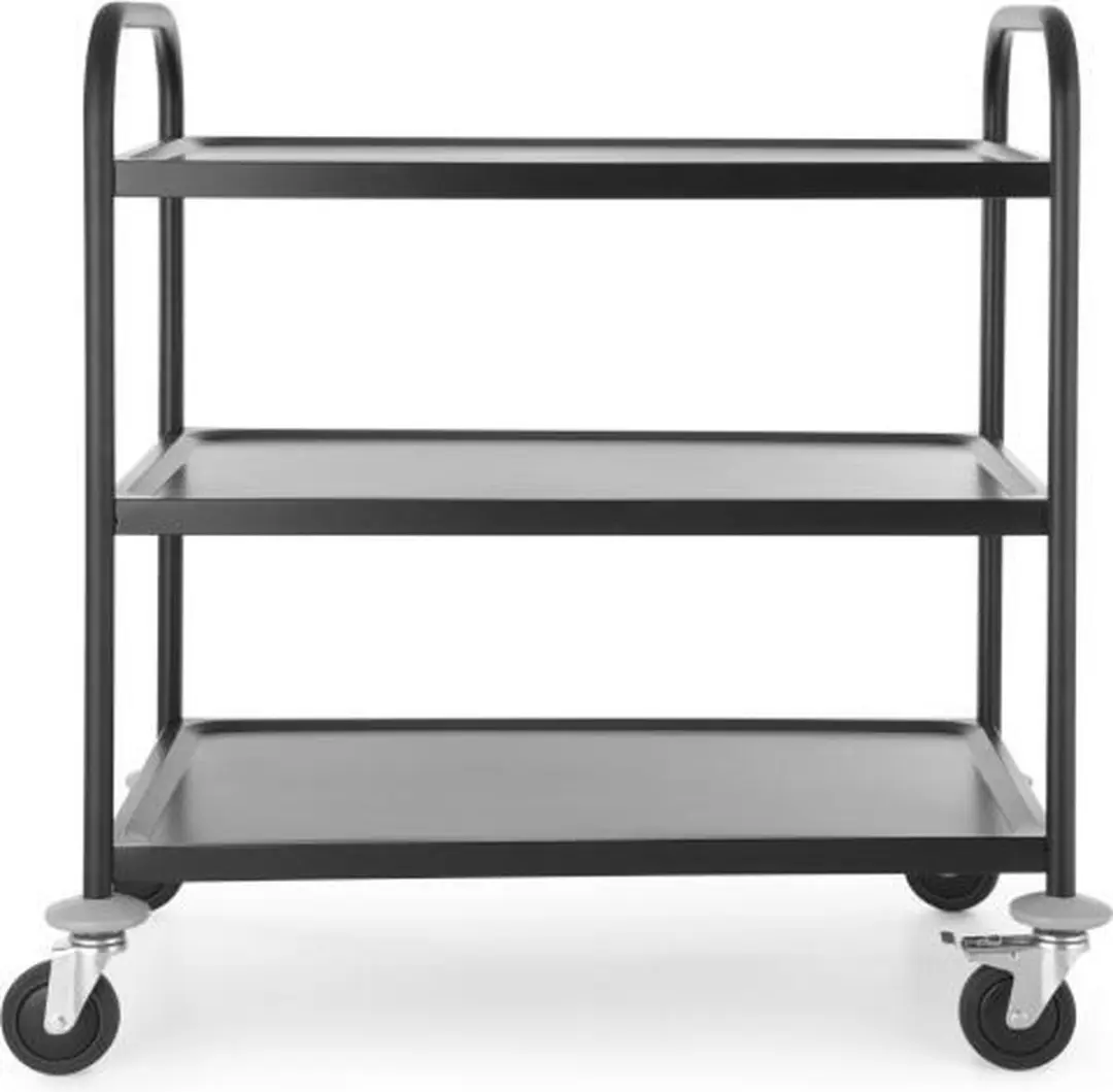 HENDI 811320 Serveerwagen - 3 Bladen - 905x585x945mm - Mat Zwart
