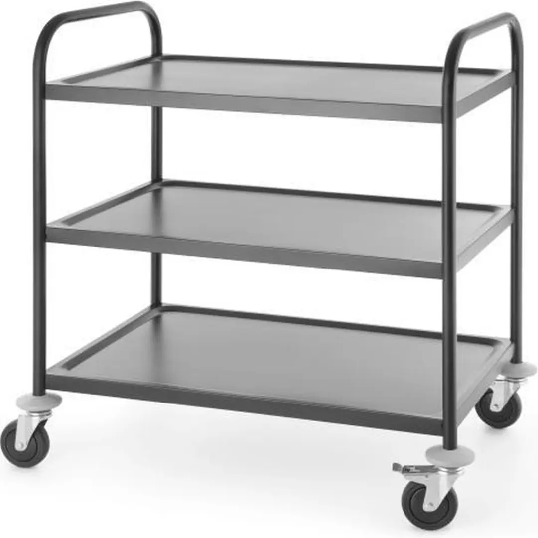 HENDI 811320 Serveerwagen - 3 Bladen - 905x585x945mm - Mat Zwart