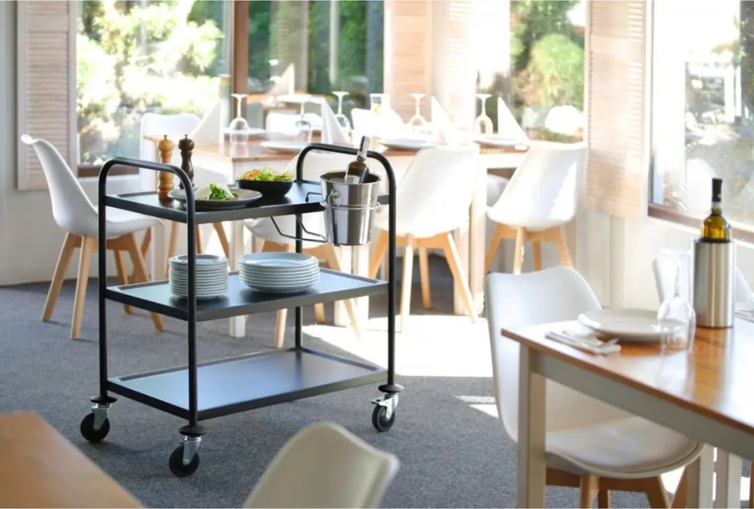 HENDI 811320 Serveerwagen - 3 Bladen - 905x585x945mm - Mat Zwart
