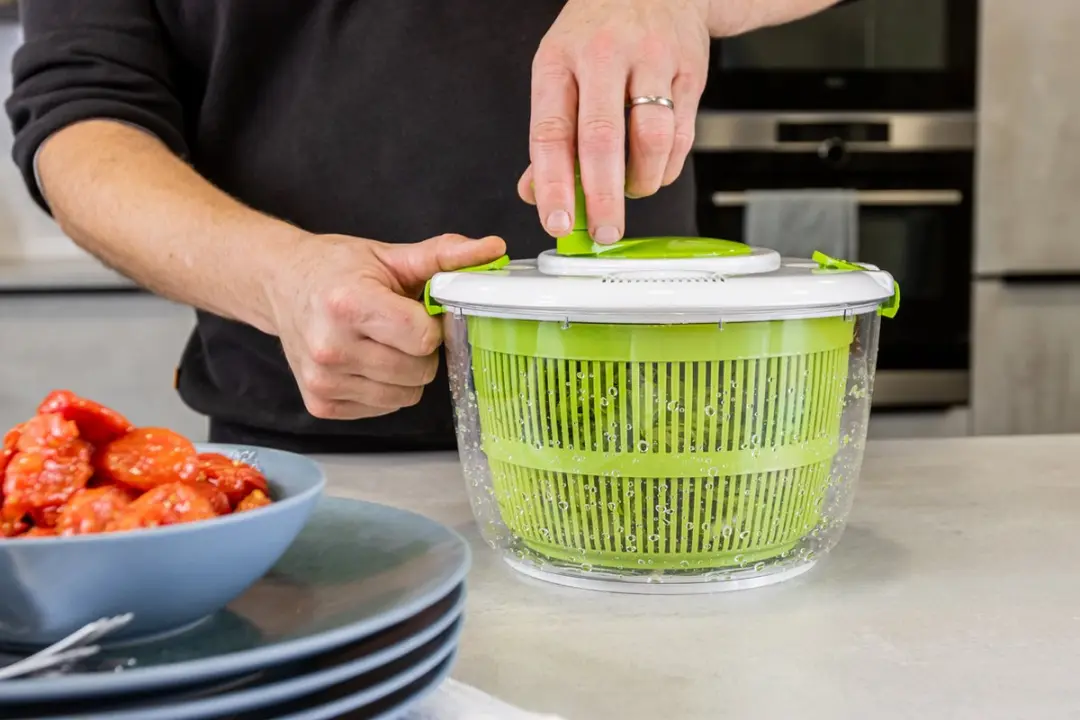 KitchenCraft Deluxe Slacentrifuge 25cm - BPA-vrij - Wit/ Groen