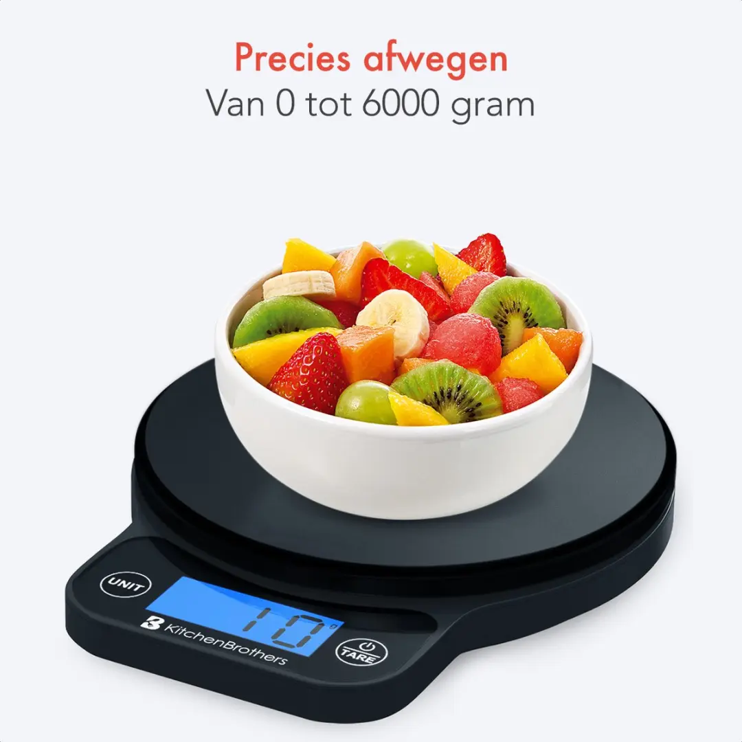 KitchenBrothers KB4003 Keukenweegschaal Digitaal 6kg - Zwart