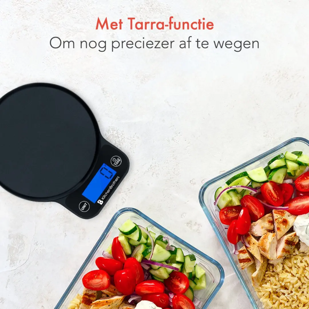 KitchenBrothers KB4003 Keukenweegschaal Digitaal 6kg - Zwart