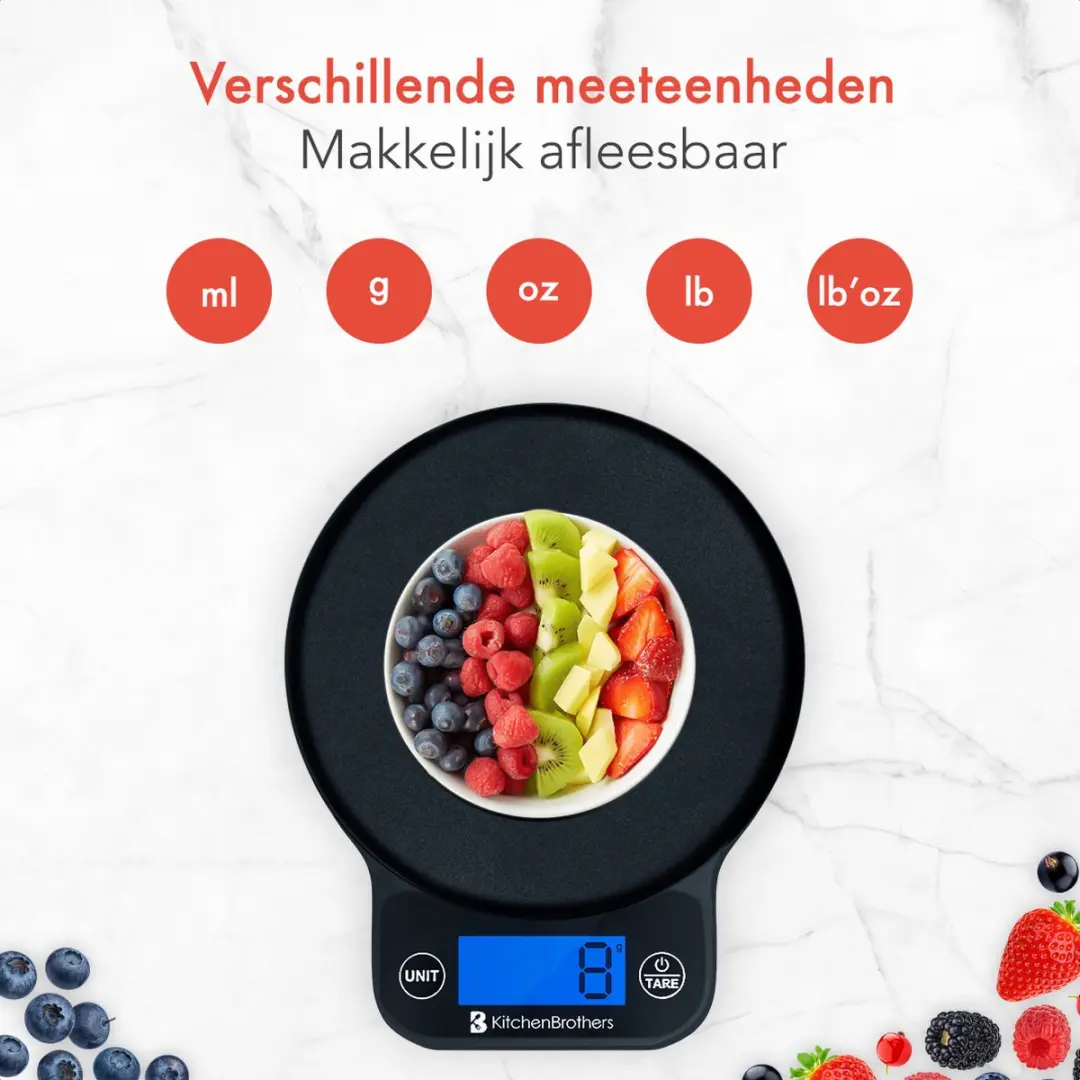 KitchenBrothers KB4003 Keukenweegschaal Digitaal 6kg - Zwart