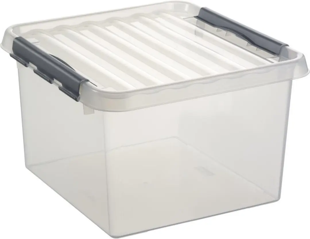 Sunware Q-Line Opbergbox 26L - 40x40x26cm - Grijs/Transparant Metaal