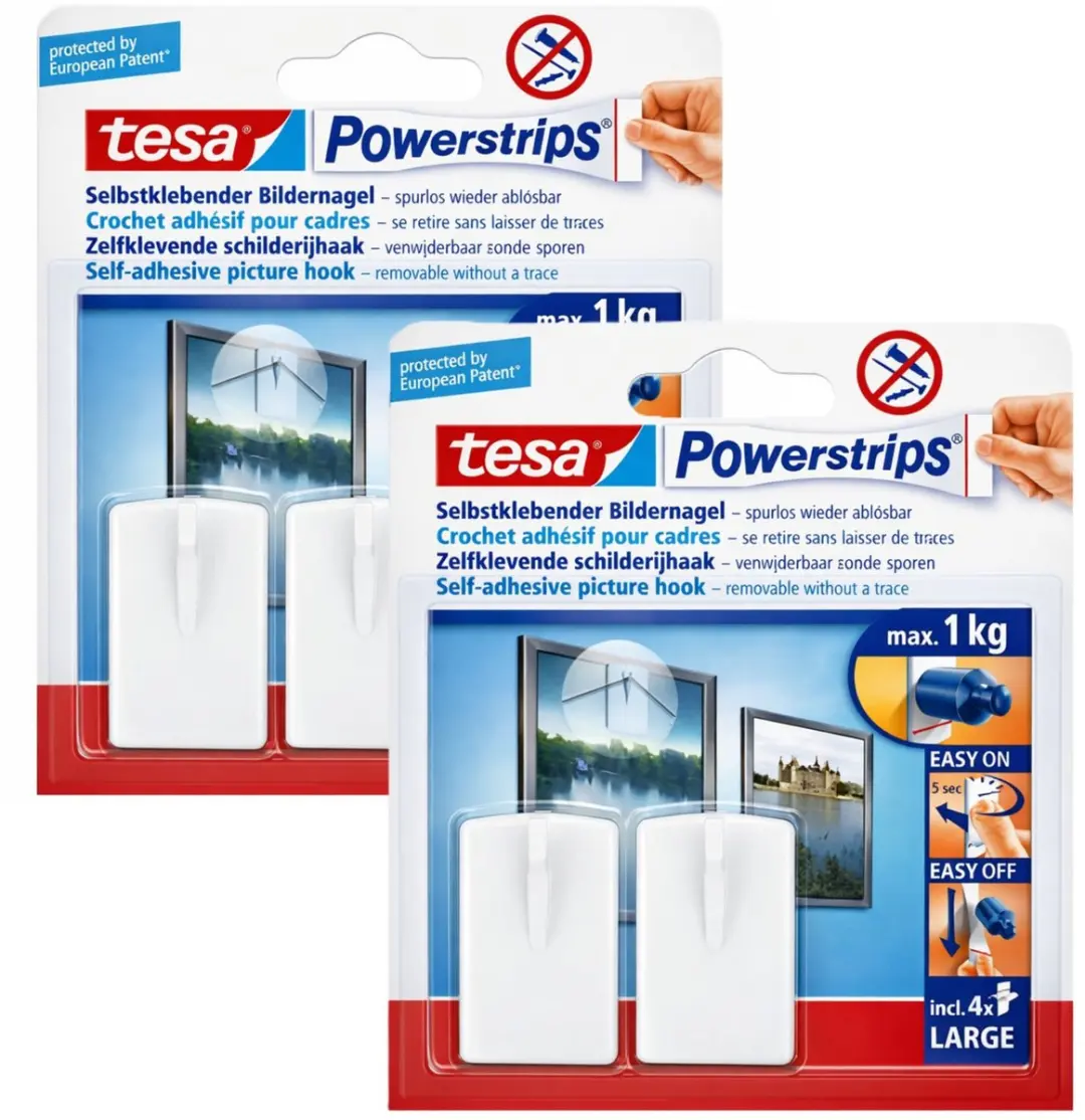 Tesa Schilderijophanghaken 4x - zonder boren