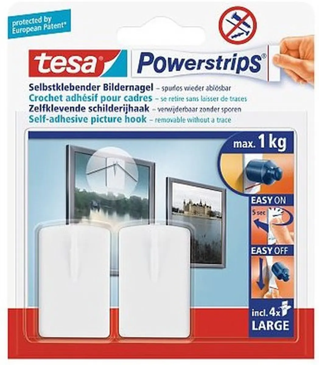 Tesa Schilderijophanghaken 4x - zonder boren