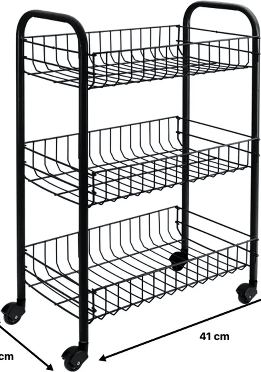 Metaltex Siena Keukentrolley 340633 - 3 Manden - Zwart - afbeelding 2 van 3