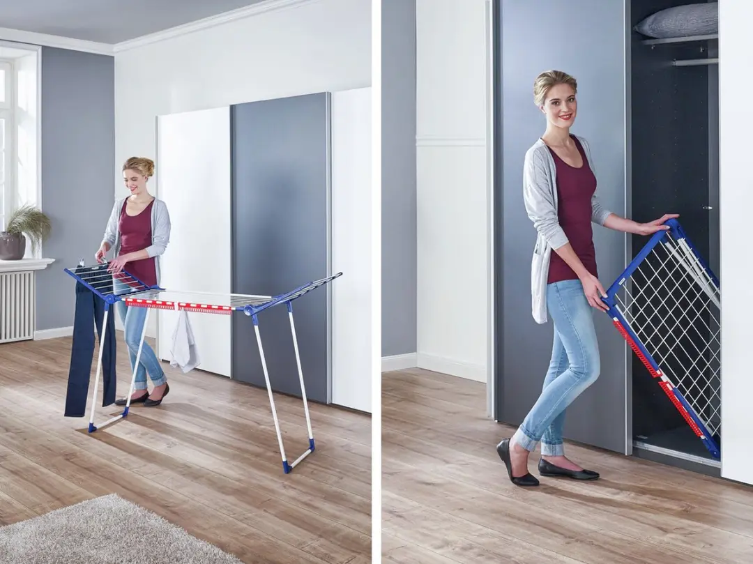 Leifheit Pegasus 150 Solid Slim Droogrek 15m - Rood/Wit/Blauw