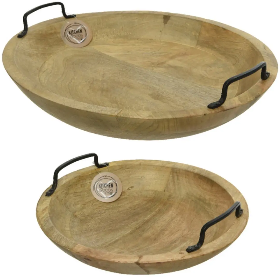 Decoris Mangohout Serveerschaal - 29cm - Bruin