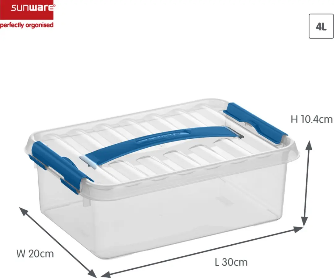 Sunware Q-line Opbergbox 4L - 30x20x10cm - Blauw
